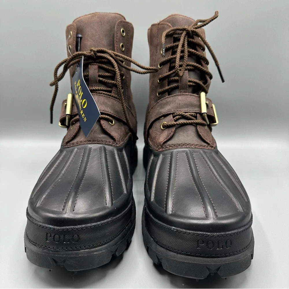 Polo Ralph Lauren Brown and Black High Leather Boots Size 11.5 D